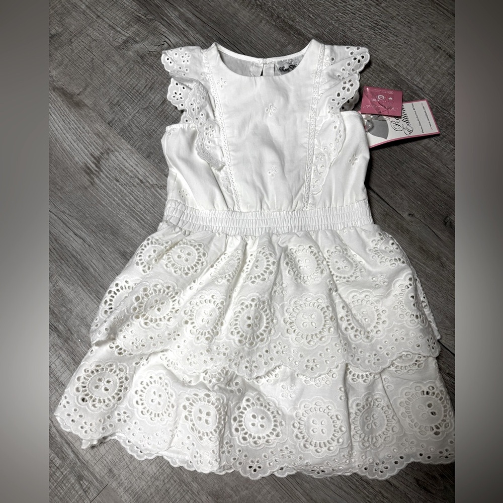 Elegant White Eyelet Kids Dress